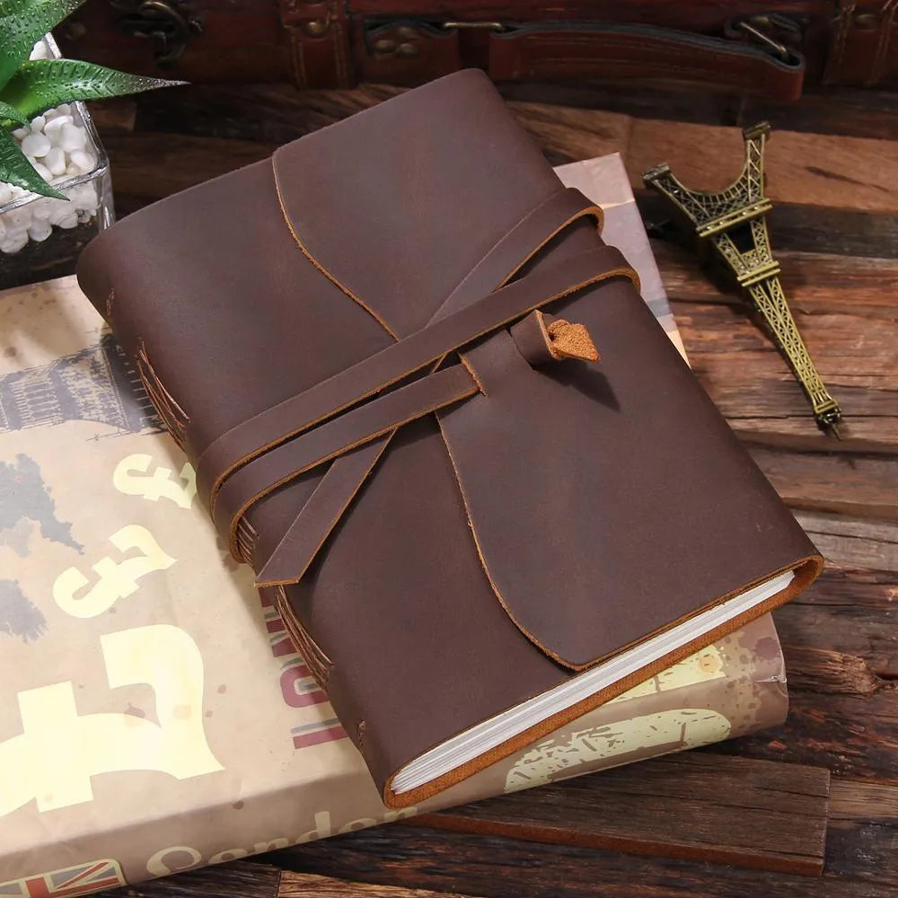 Leather-Bound Travel Blank Pages Journal