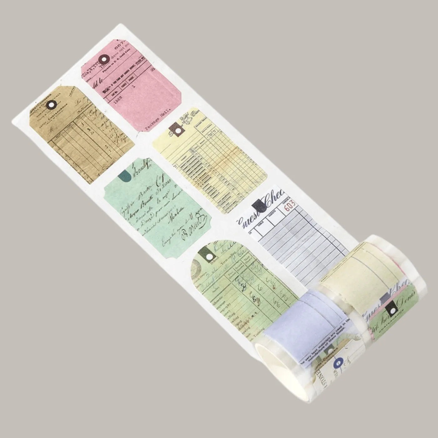 Vintage Botanical Die-Cut Washi Sticker Roll