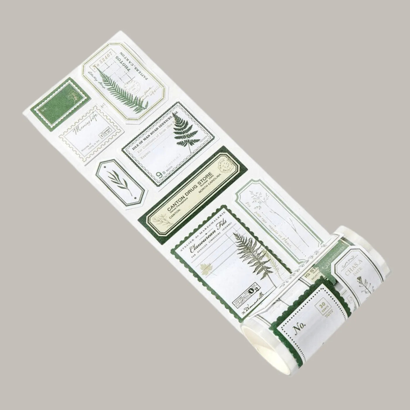 Vintage Botanical Die-Cut Washi Sticker Roll