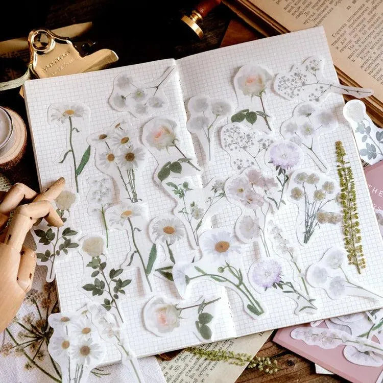 The Medici Gardens Sticker Pack - 45 Pcs Botanical Washi Stickers