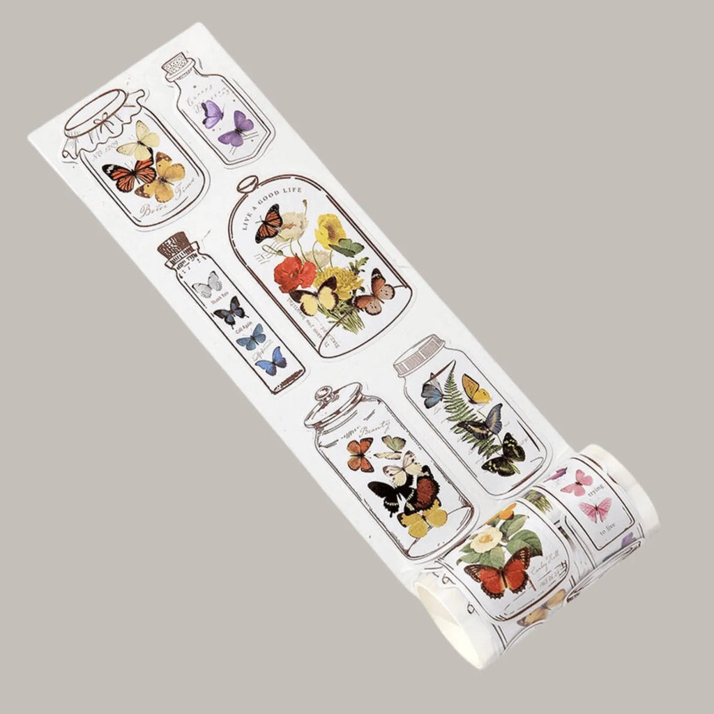 Vintage Botanical Die-Cut Washi Sticker Roll