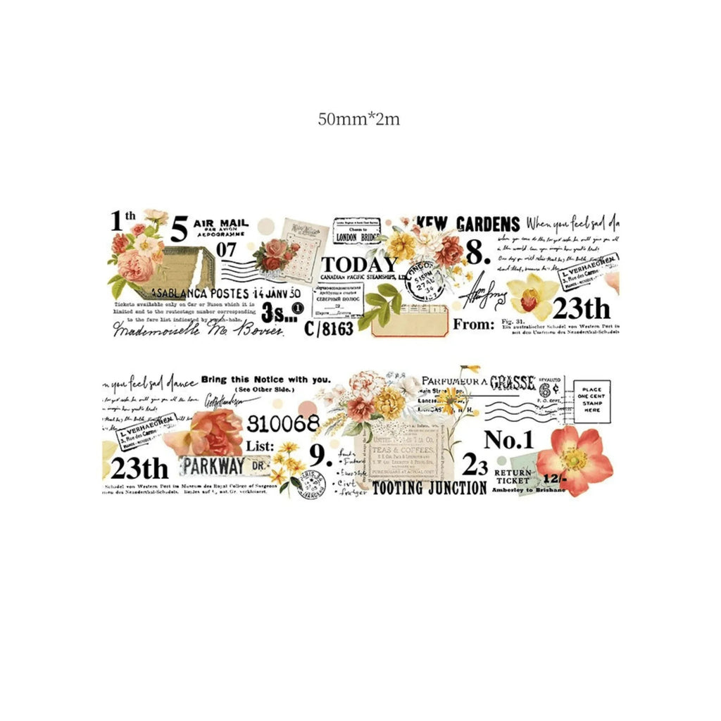 Vintage Bloom & Script Washi Tape