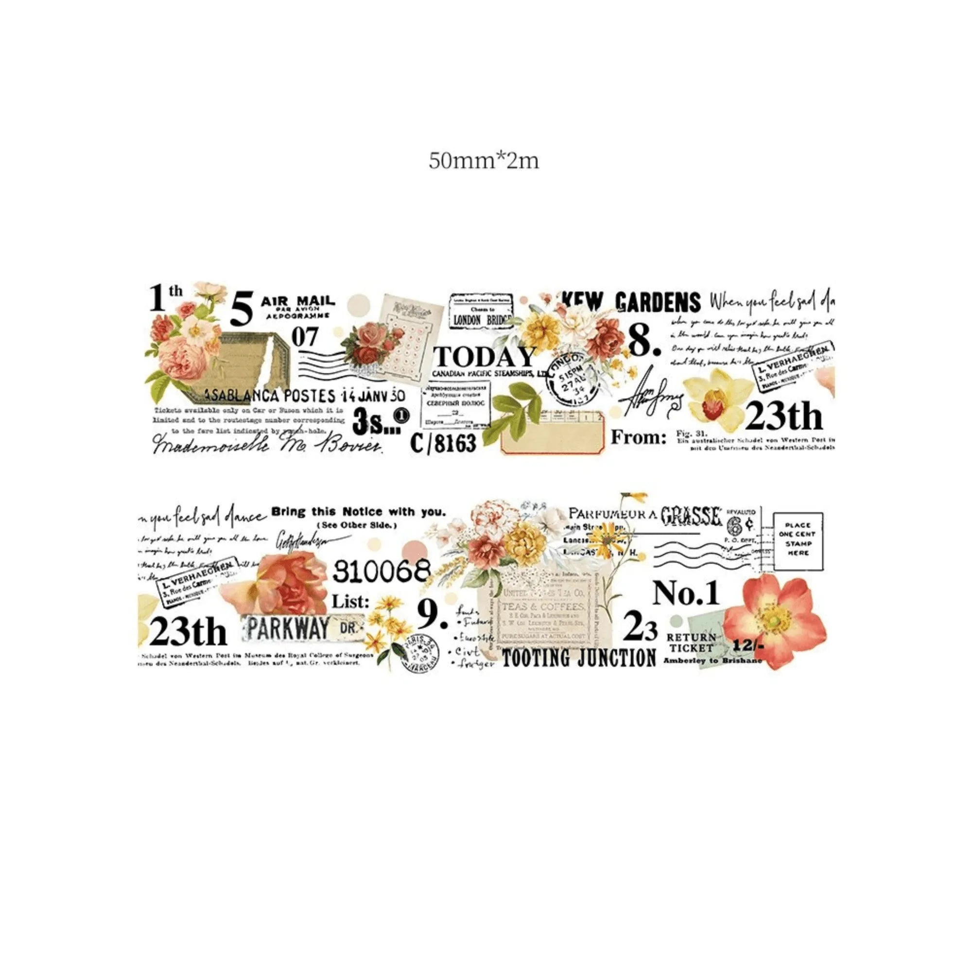 Vintage Bloom & Script Washi Tape