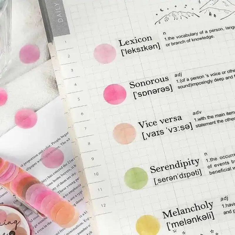 Colorful Dots Masking Tape Roll - 100 Pcs Vibrant Washi Circles