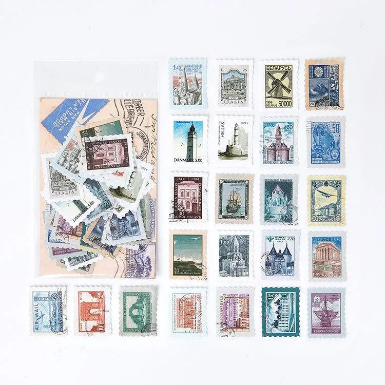 Vintage Postage Stamp Stickers
