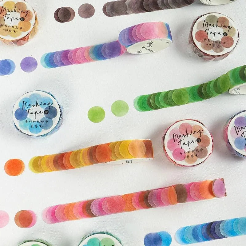 Colorful Dots Masking Tape Roll - 100 Pcs Vibrant Washi Circles