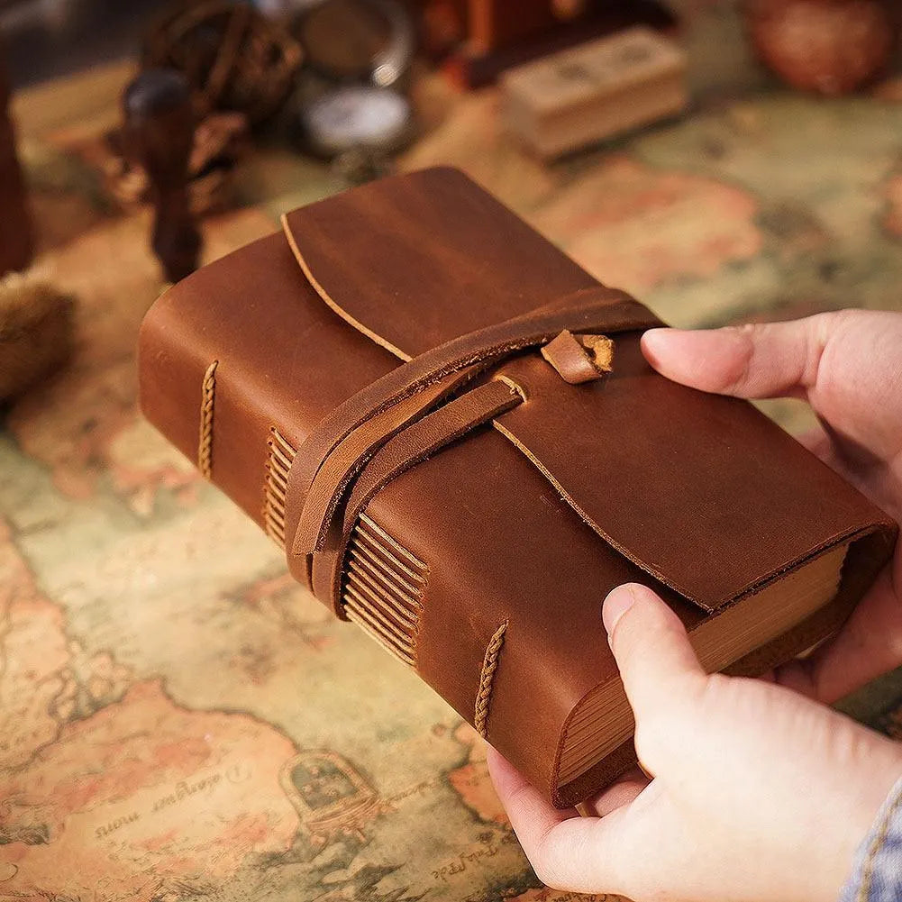 A6 Handcrafted Leather and Kraft Paper Journals