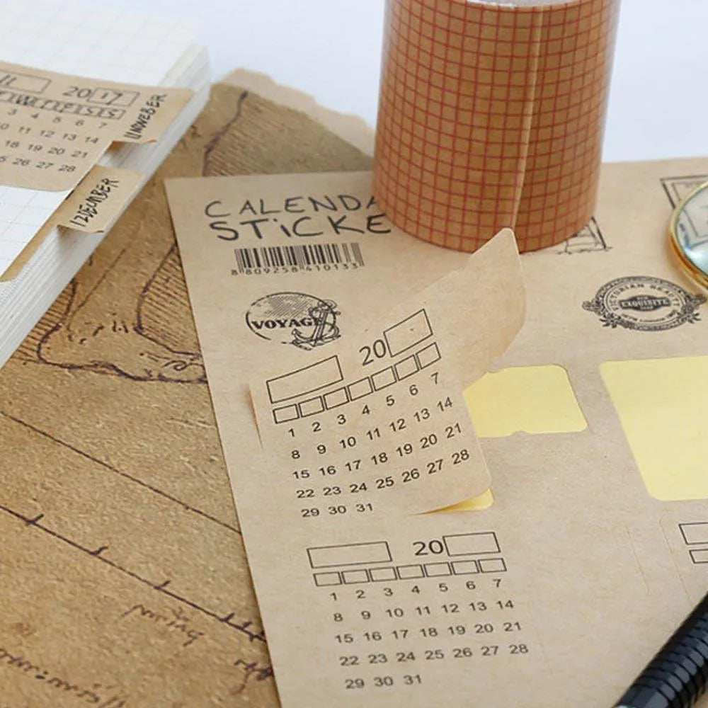 Vintage Perpetual Calendar Stickers