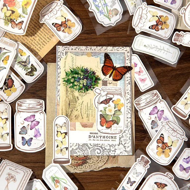 Vintage Botanical Die-Cut Washi Sticker Roll