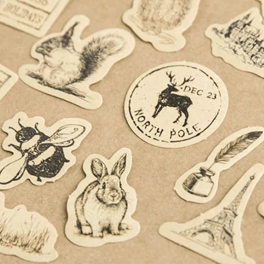 Vintage Nature & Animals Sticker Pack