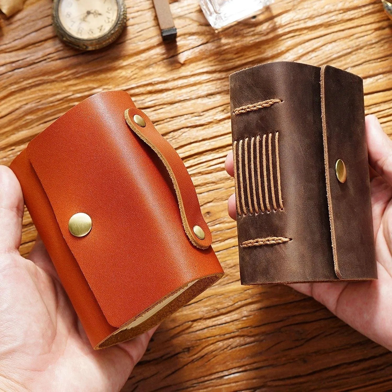 Leather Crafted Miniature Kraft Notebook