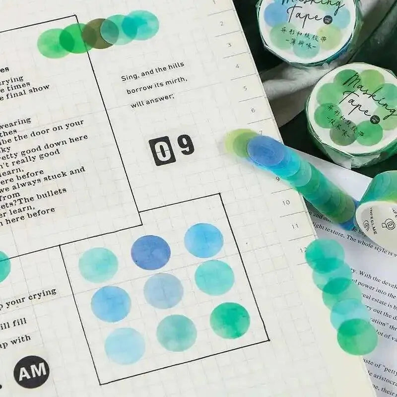 Colorful Dots Masking Tape Roll - 100 Pcs Vibrant Washi Circles
