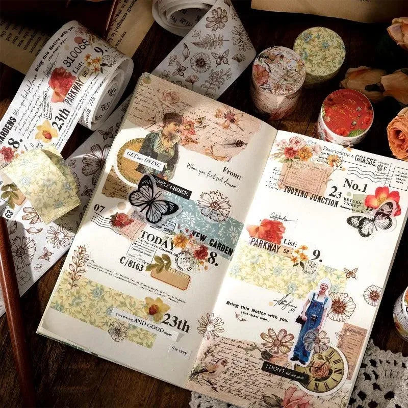 Vintage Bloom & Script Washi Tape