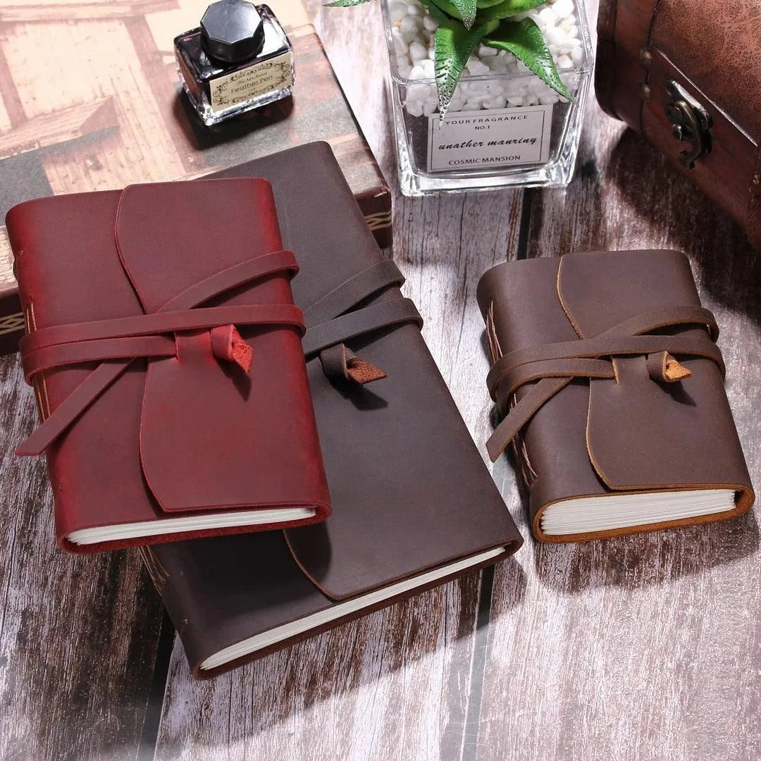 Leather-Bound Travel Blank Pages Journal