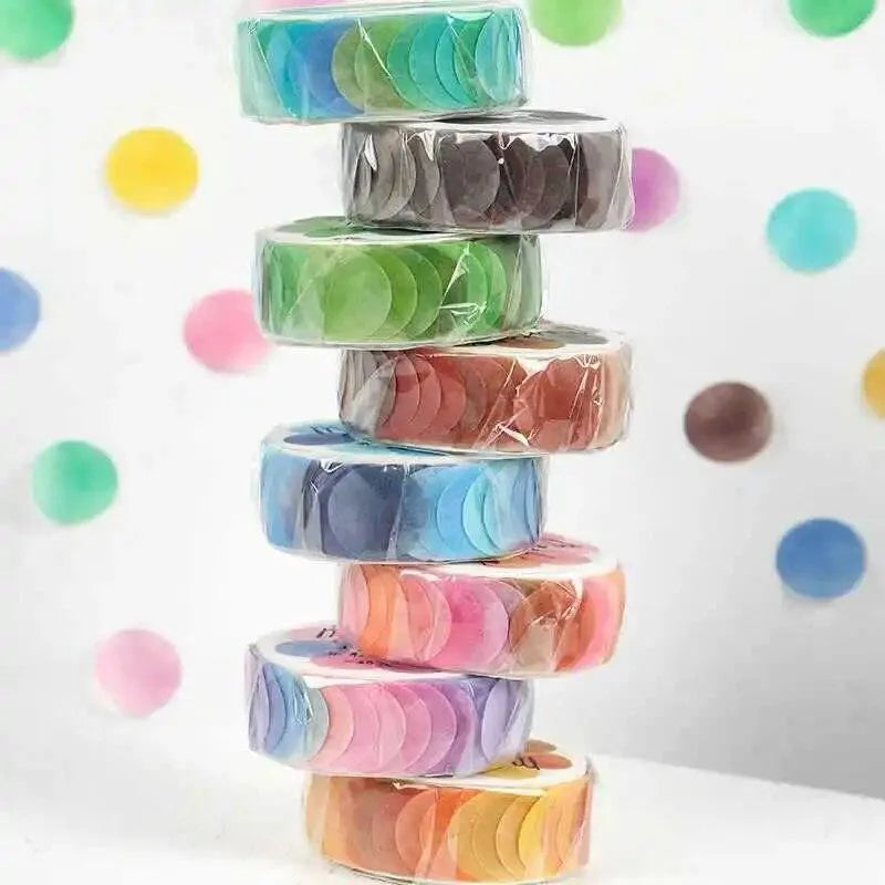 Colorful Dots Masking Tape Roll - 100 Pcs Vibrant Washi Circles