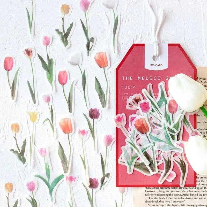 The Medici Gardens Sticker Pack - 45 Pcs Botanical Washi Stickers