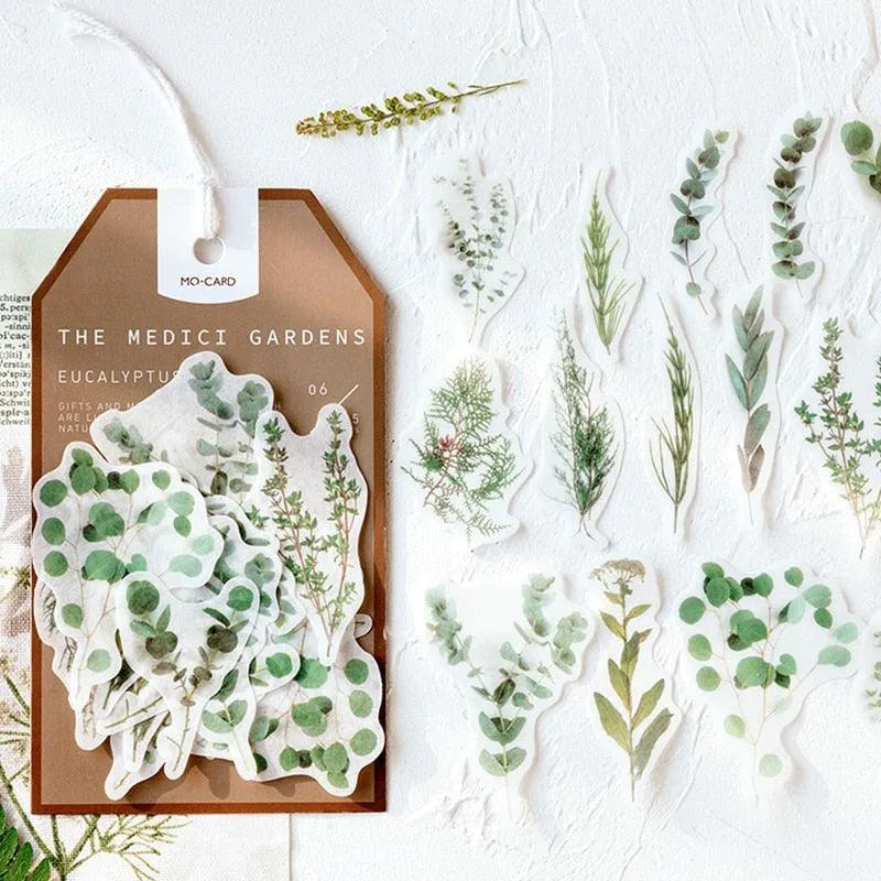 The Medici Gardens Sticker Pack - 45 Pcs Botanical Washi Stickers