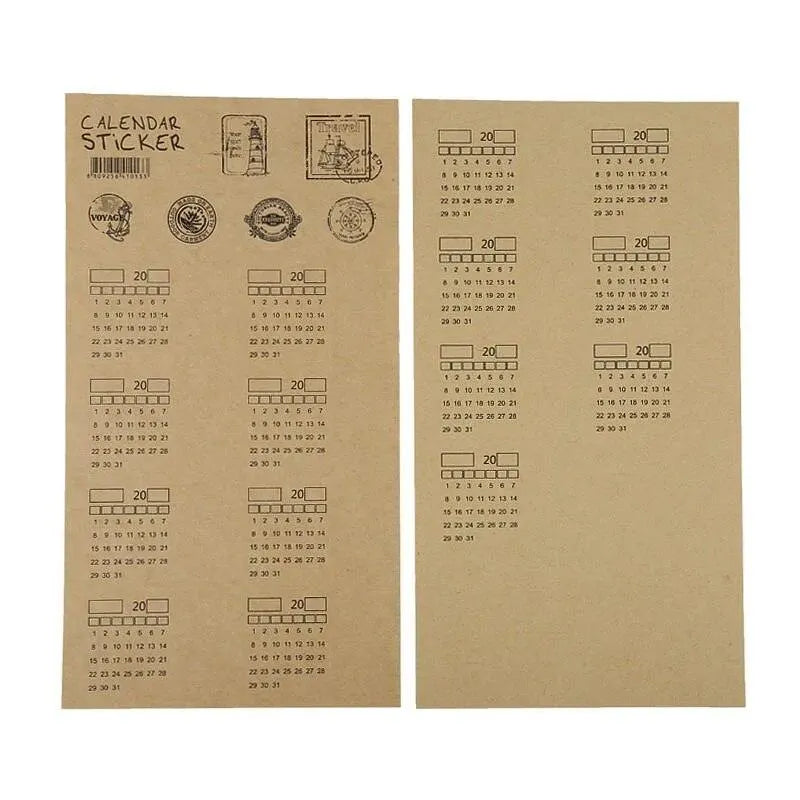 Vintage Perpetual Calendar Stickers