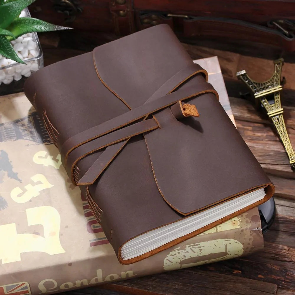 Leather-Bound Travel Blank Pages Journal